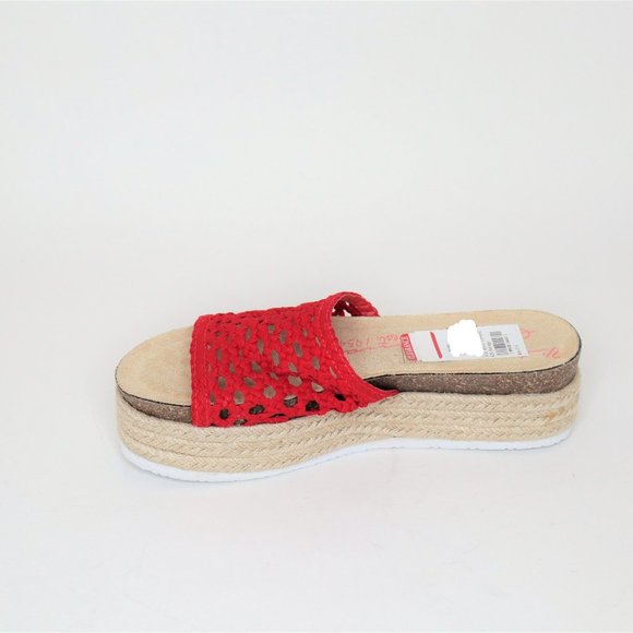 Vintage Havana | Red Open Weave Espadrille Slide - Picture 5 of 7